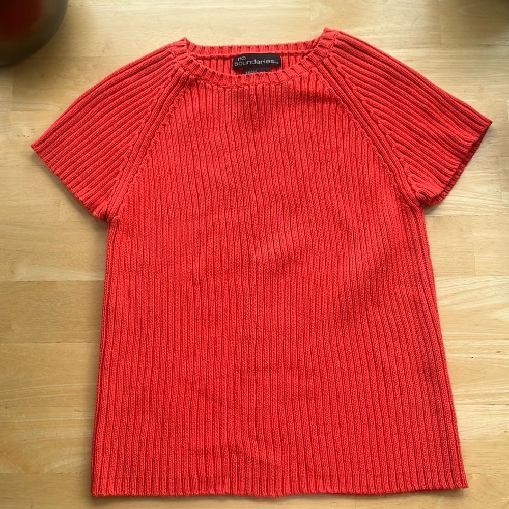 Y2K Ribbed No Boundaries Knit Sweater Tee XL